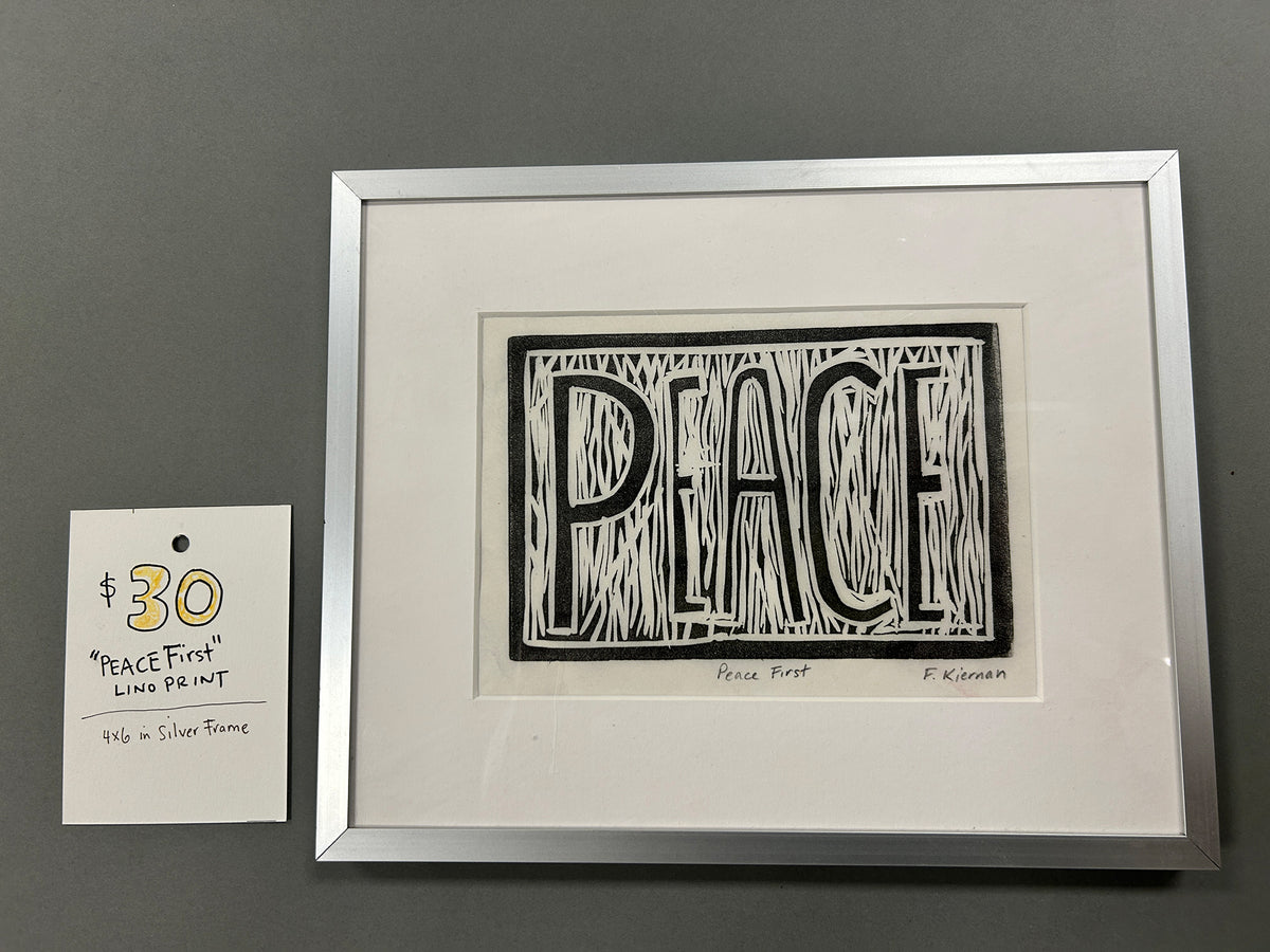 Peace First Linocut Print