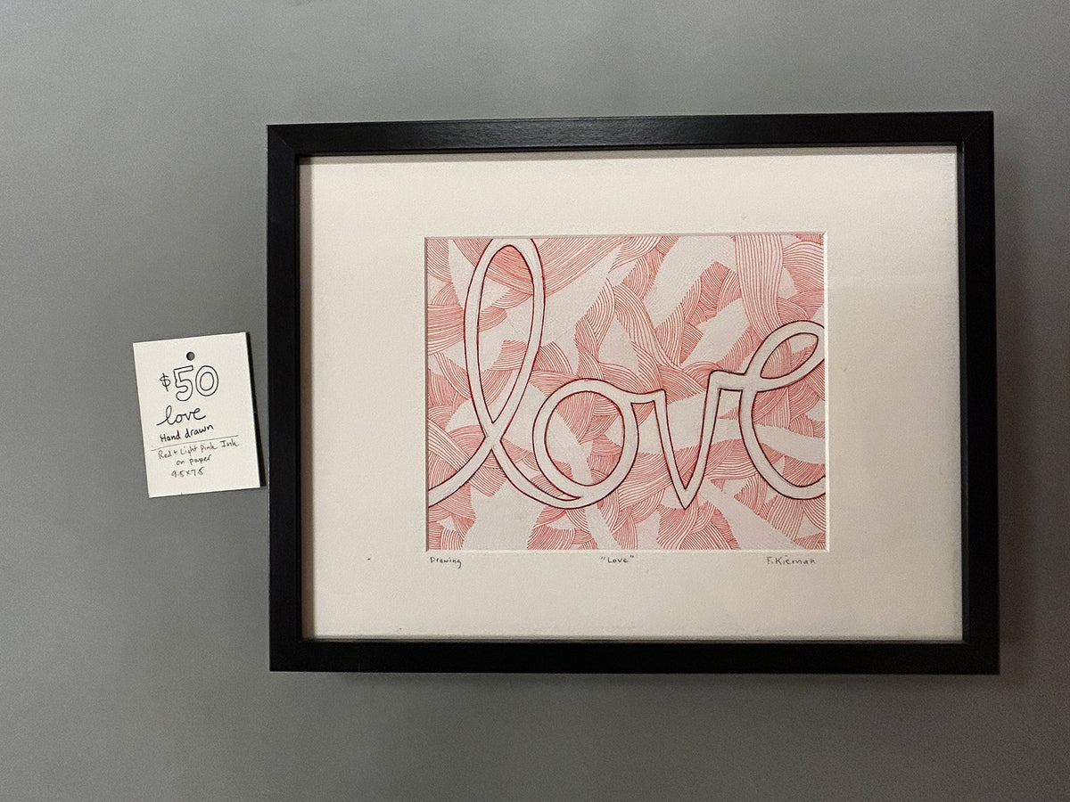 Love Hand Drawn Red Light-Pink