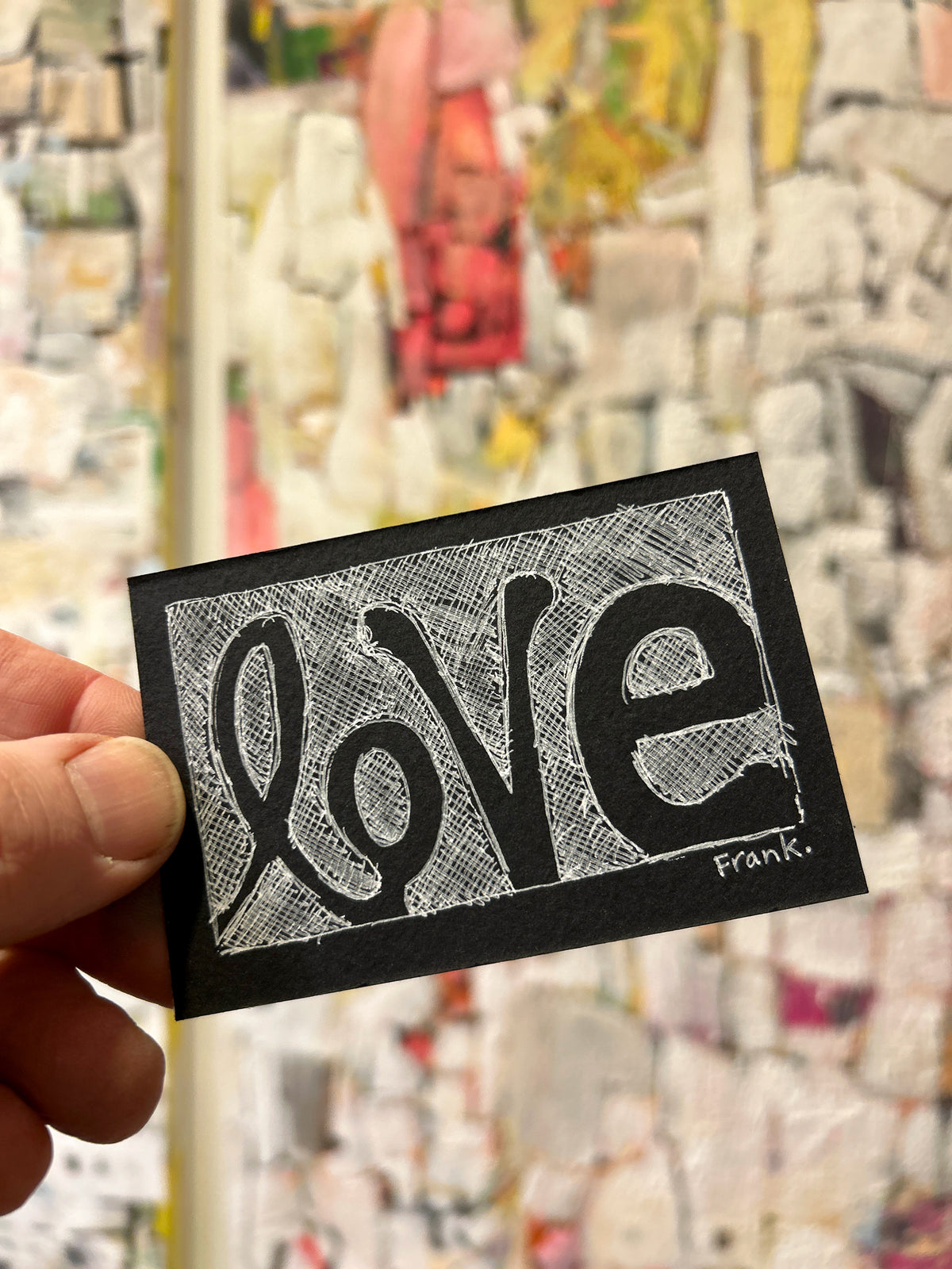 “Love” Mini Pulp Drawing on Black from May 15