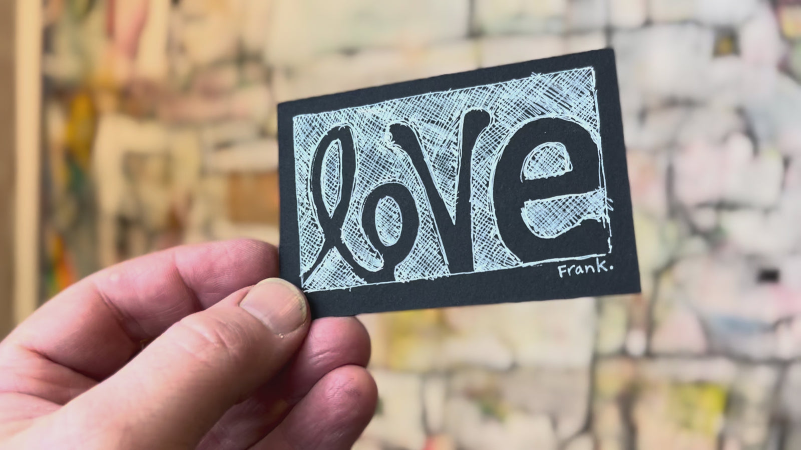 “Love” Mini Pulp Drawing on Black from May 15
