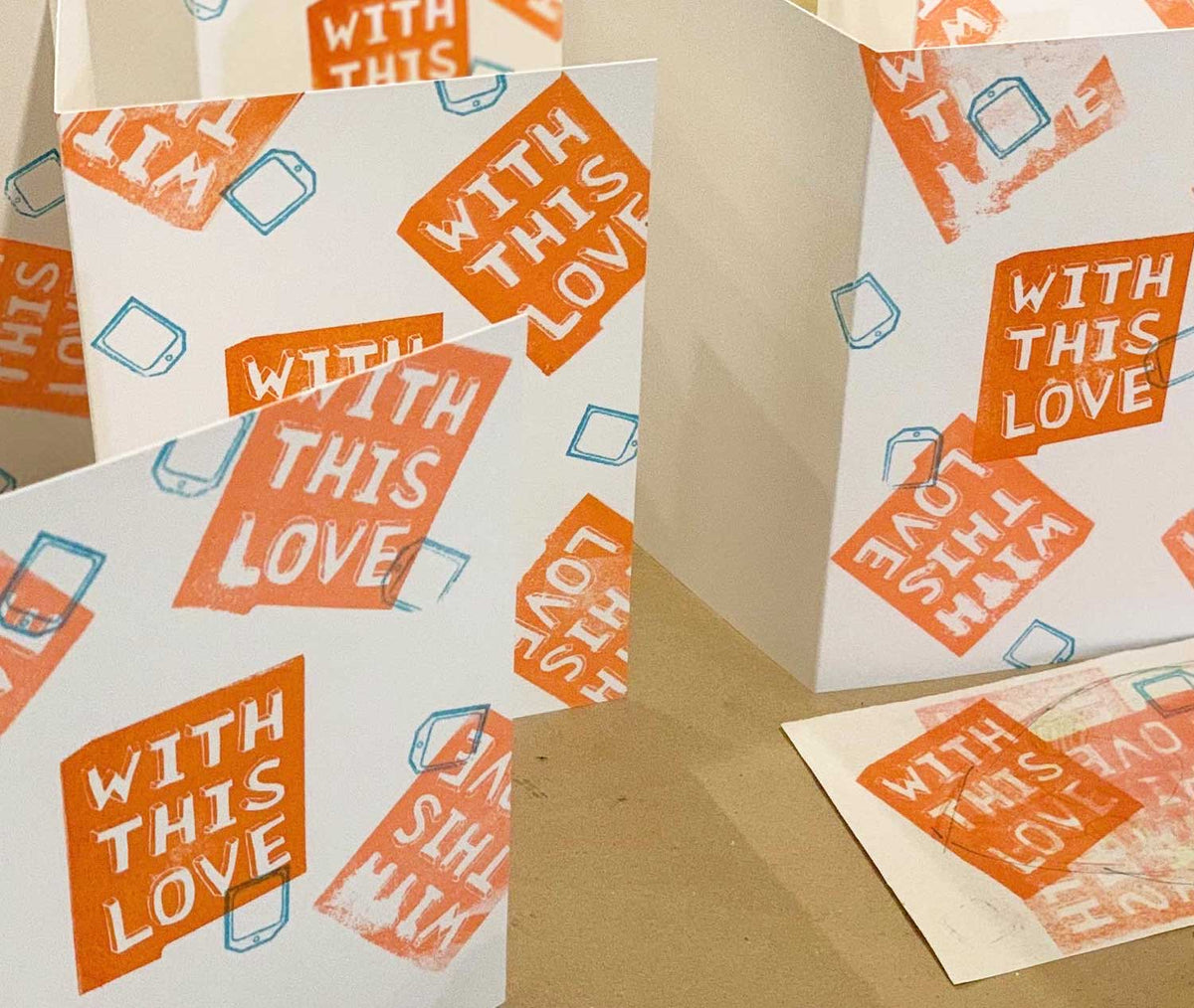 With this Love Hand-made Cards, Set of 3